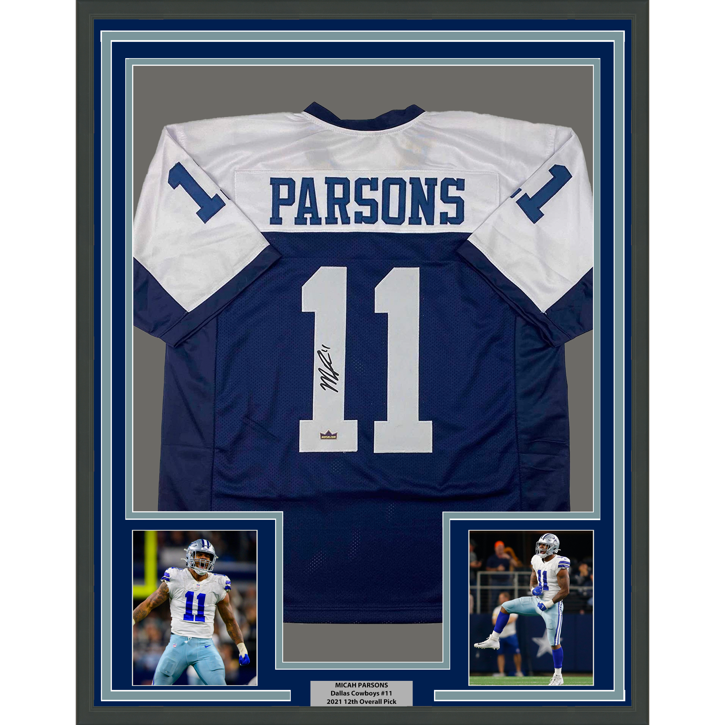 Framed Facsimile Autographed Micah Parsons 35x39 Dallas Thanksgiving Day Reprint Laser Auto Football Jersey