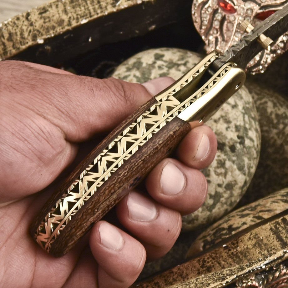 Everyday Carry Titan Edge Custom Damascus Folding Knife