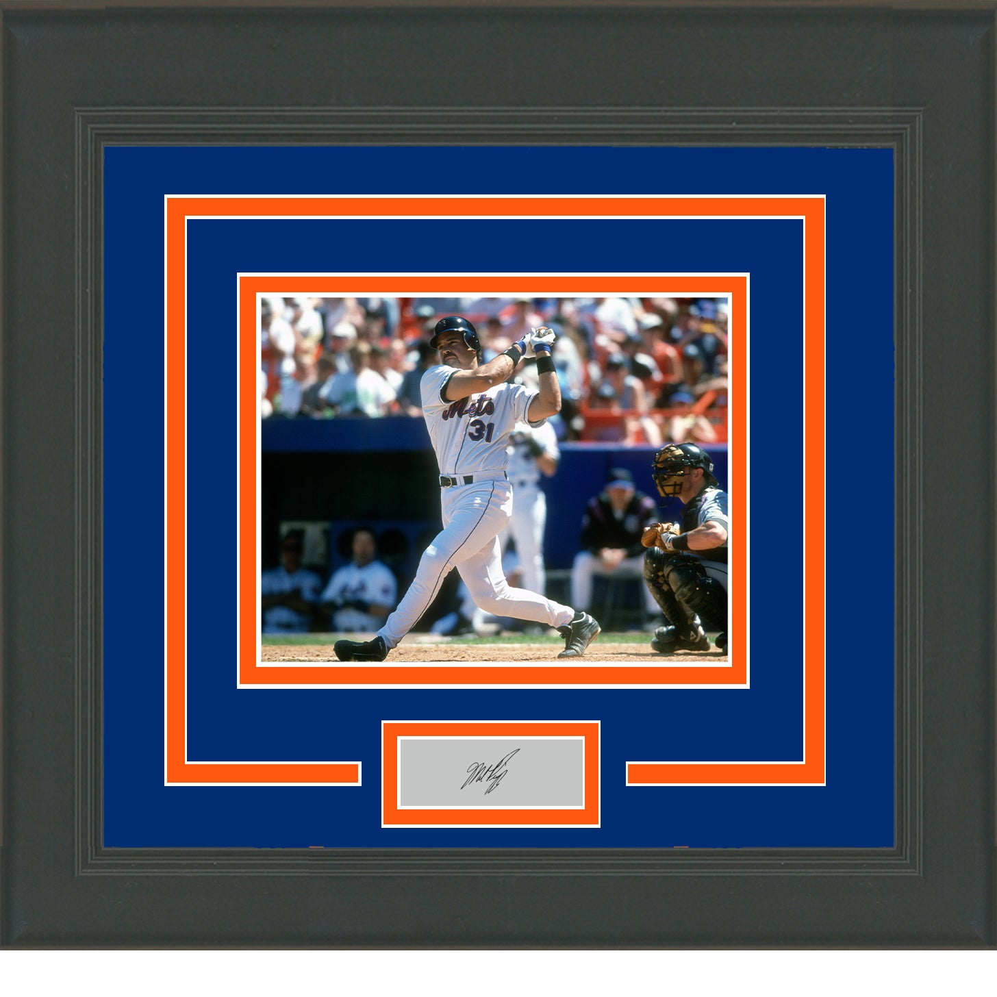 Framed Mike Piazza Facsimile Laser Engraved Signature Auto New York Mets 11x14 Baseball Photo