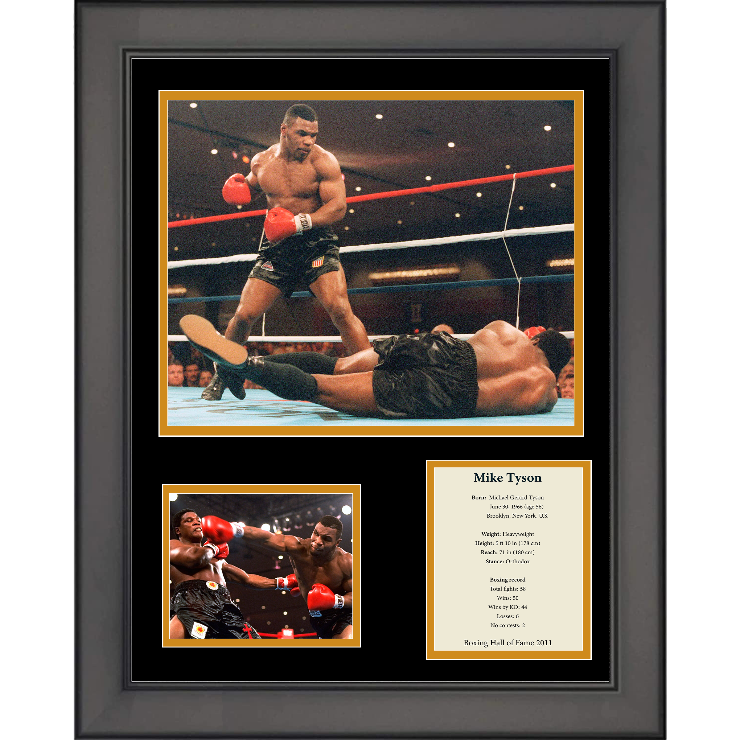 Framed Mike Tyson Hall of Fame Boxing 11"x14" Three Photo Collage