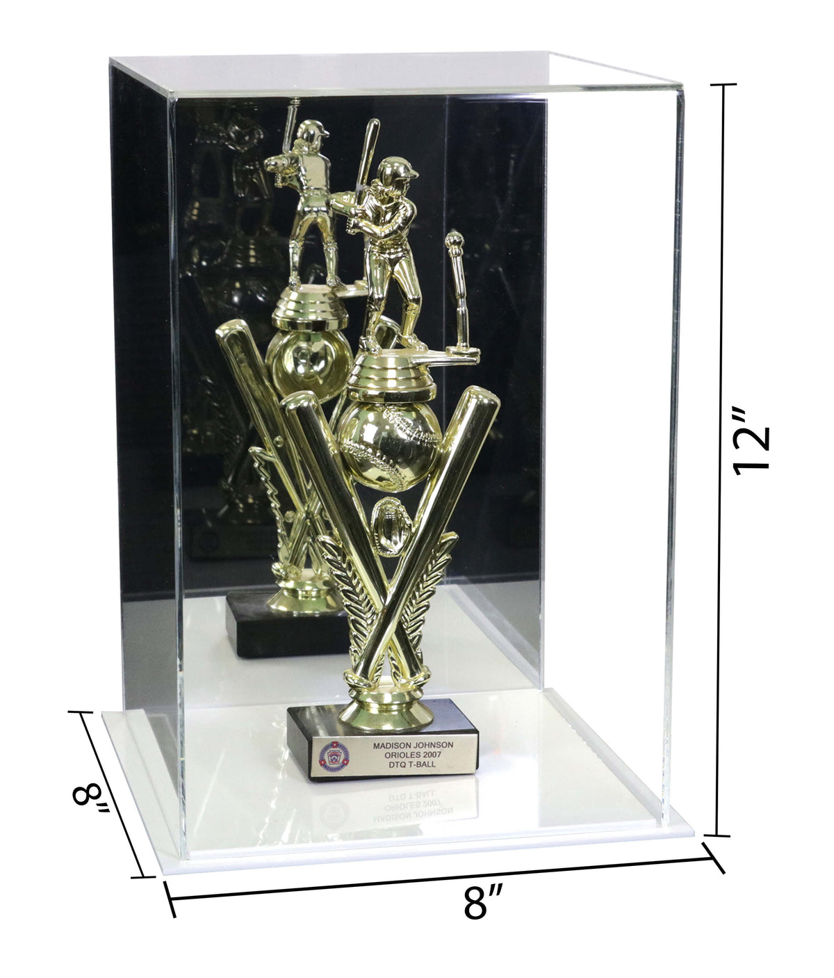 Acrylic Versatile Display Case  8 X 8 X 12  Mirror (A060)