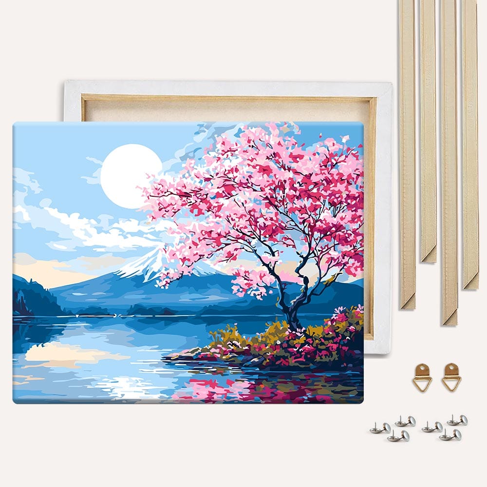 Moonlit Sakura Lake - Paint By Numbers Kit