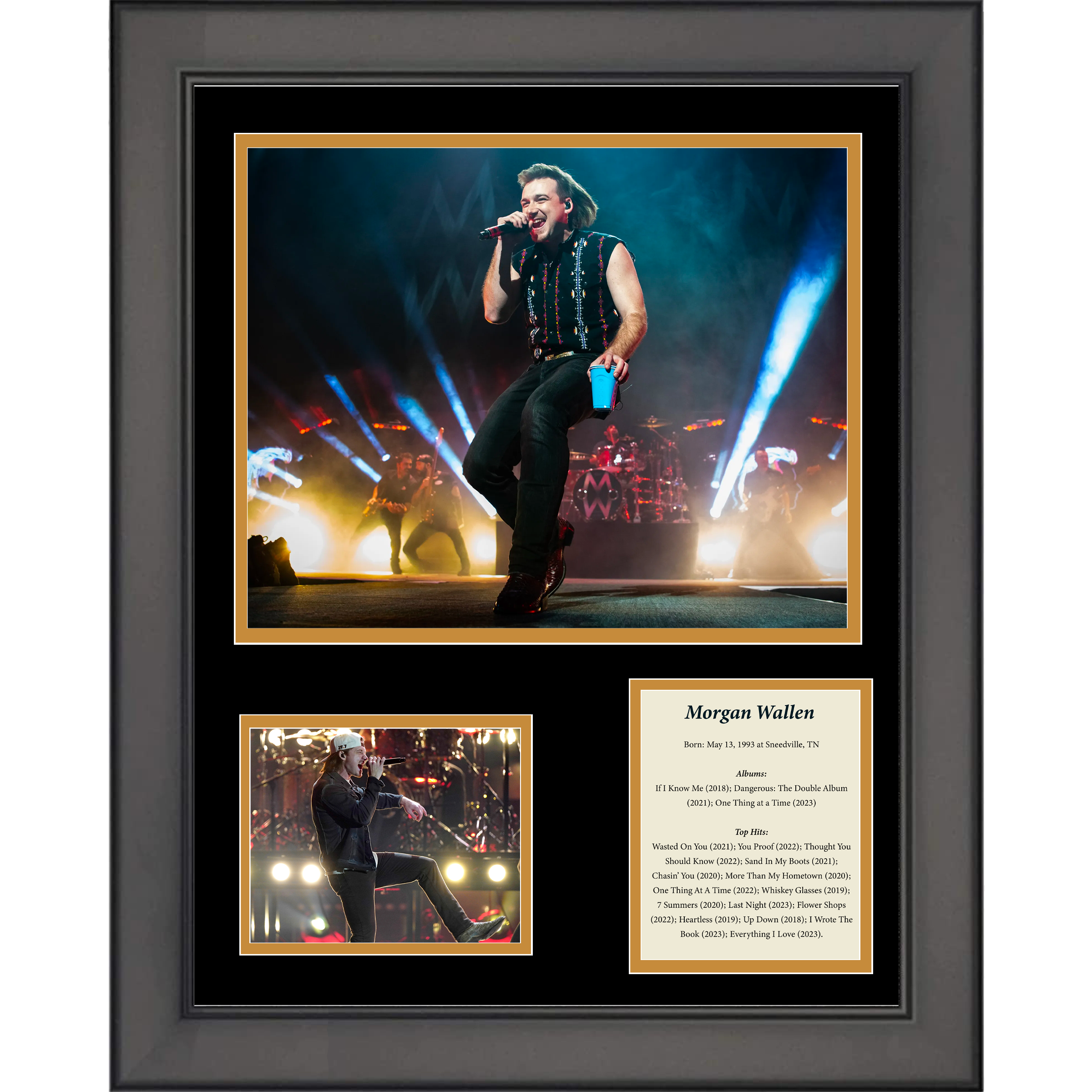 Framed Country Singer Discography 11"x14" Music Three Photo Collage