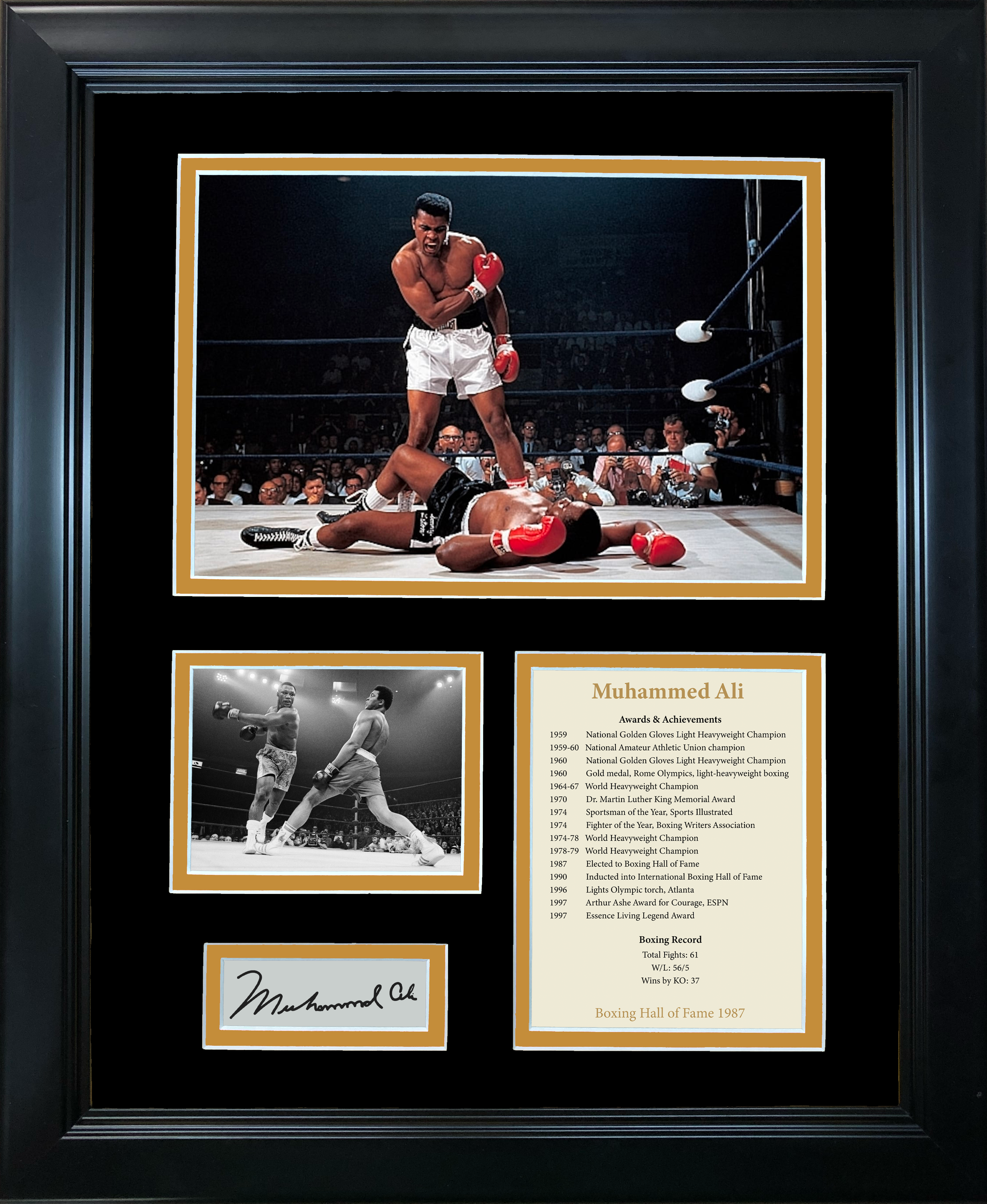 Framed Muhammad Ali Hall of Fame Facsimile Laser Engraved Signature Auto Boxing 11"x14" Photo Sig Collage
