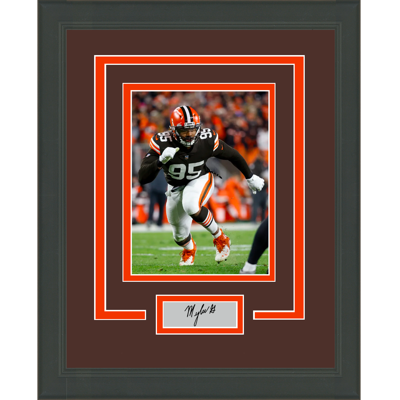 Framed Myles Garrett Facsimile Laser Engraved Signature Auto Cleveland Browns 11x14 Football Photo