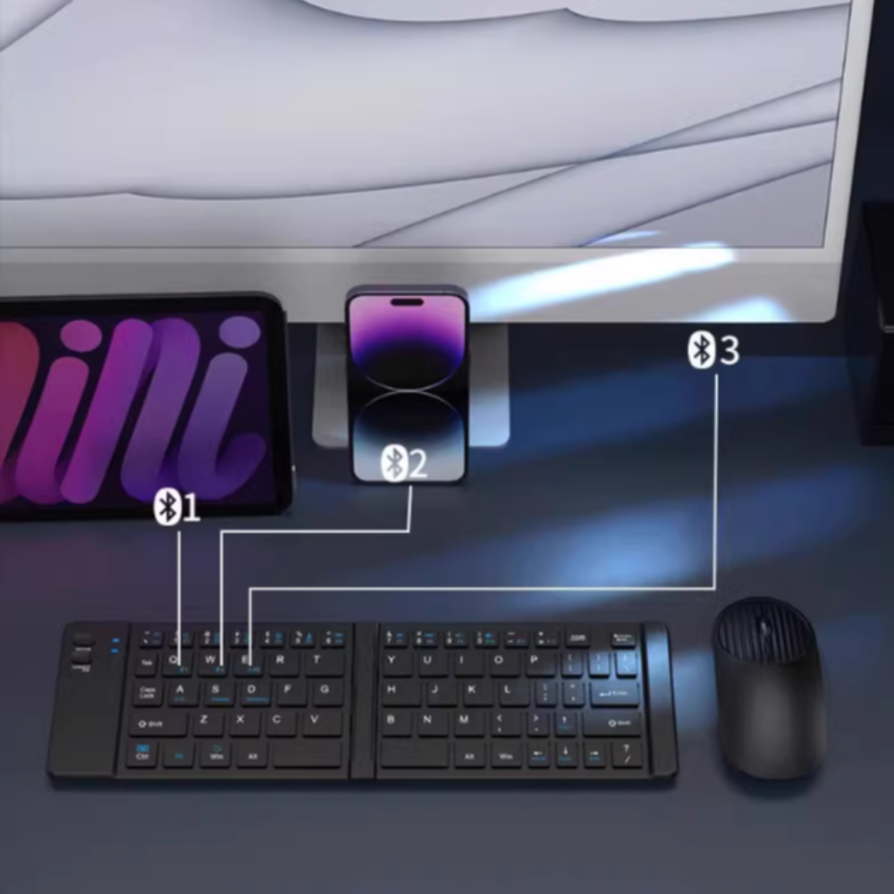 Dual Mode Foldable Wireless Keyboard and Mouse Set