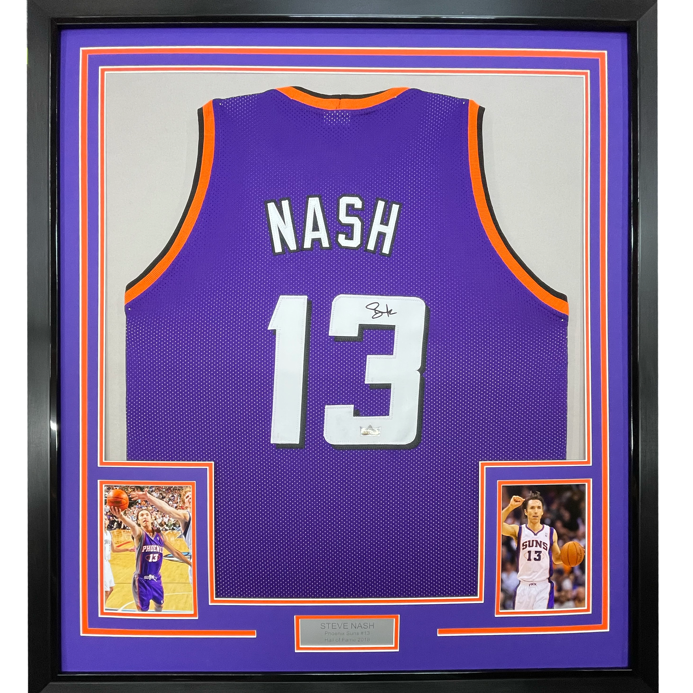 Framed Facsimile Autographed Steve Nash 35x39 Phoenix Purple Reprint Laser Auto Basketball Jersey