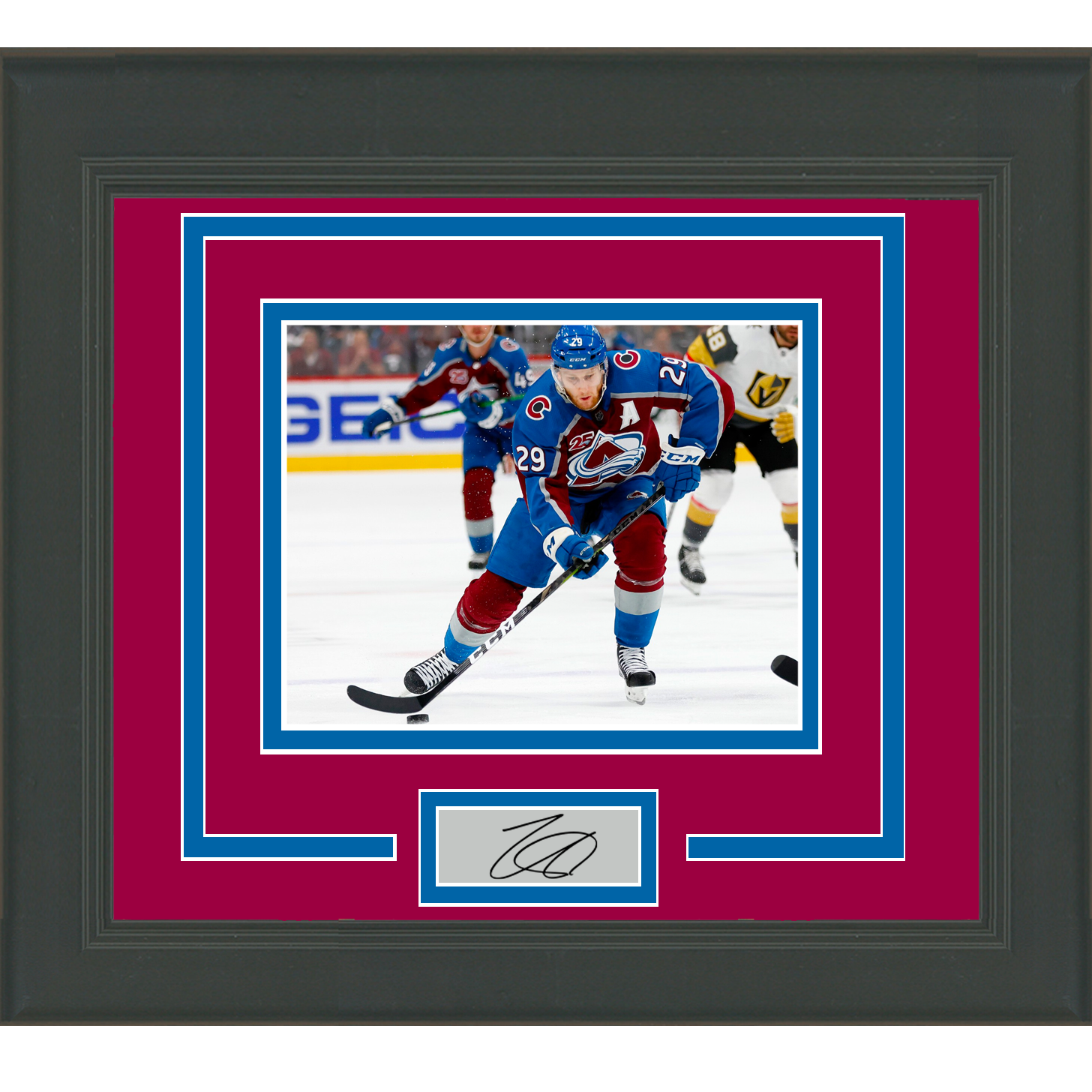 Framed Nathan MacKinnon Facsimile Laser Engraved Signature Auto Colorado Avalanche 11x14 Hockey Photo