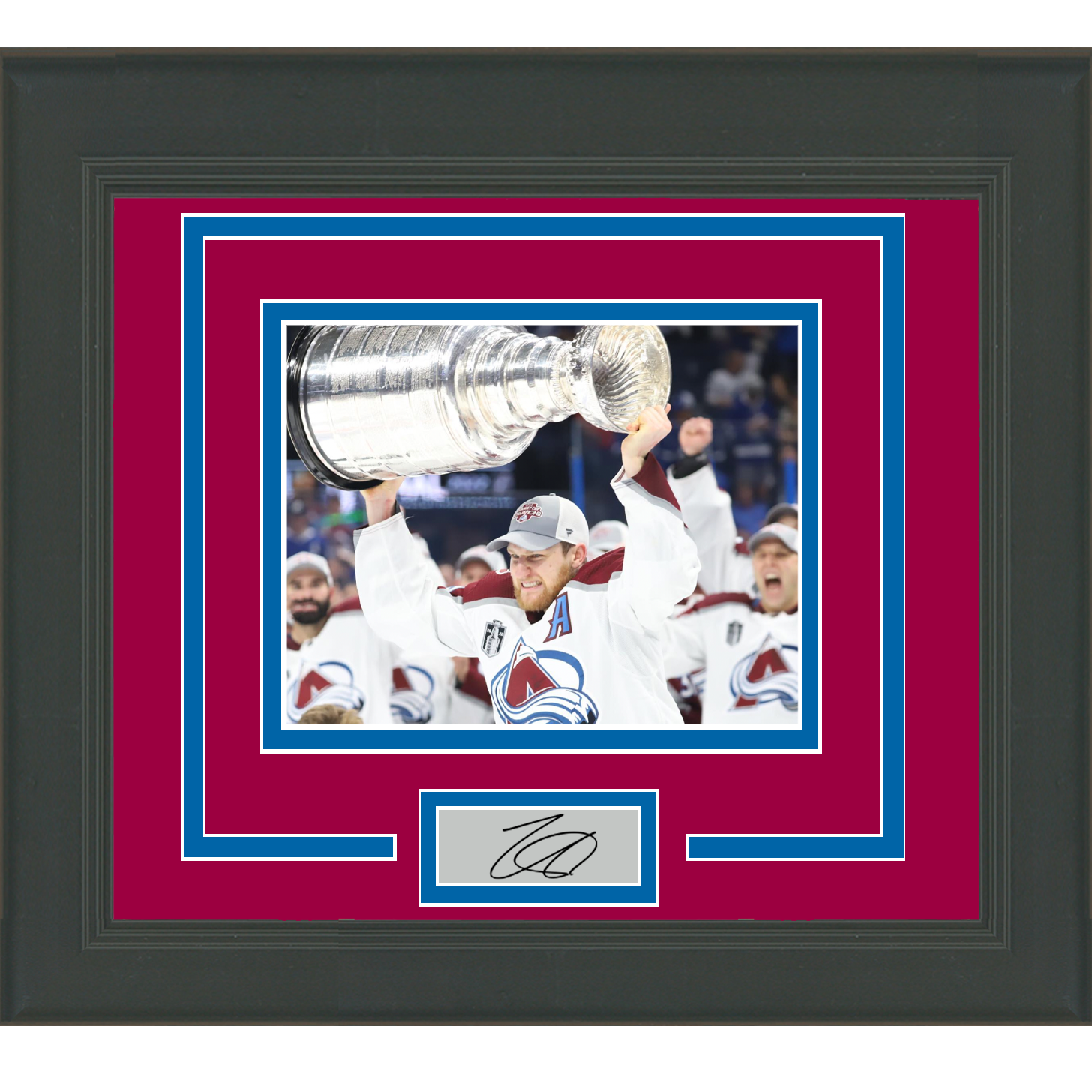 Framed Nathan MacKinnon Facsimile Laser Engraved Signature Auto Colorado Avalanche 11x14 Hockey Photo