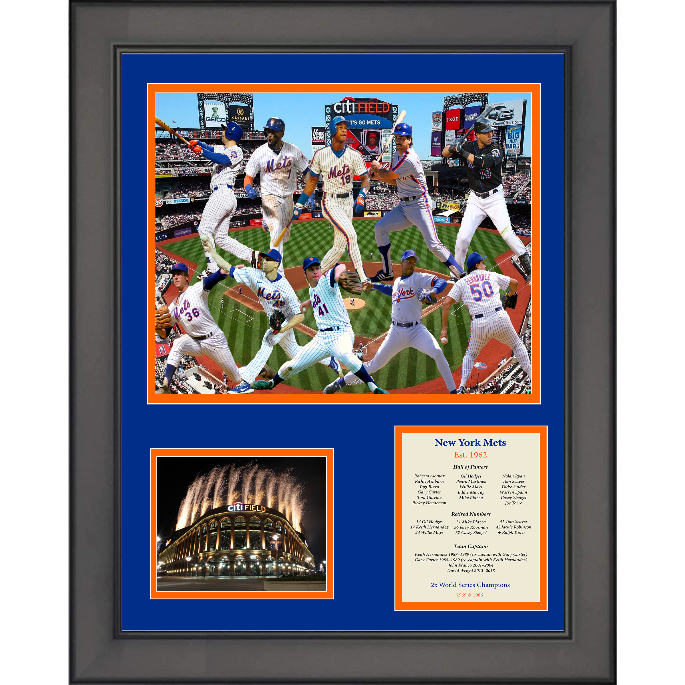 Framed New York Mets All-Time Greats 11"x14" Baseball Three Photo Collage