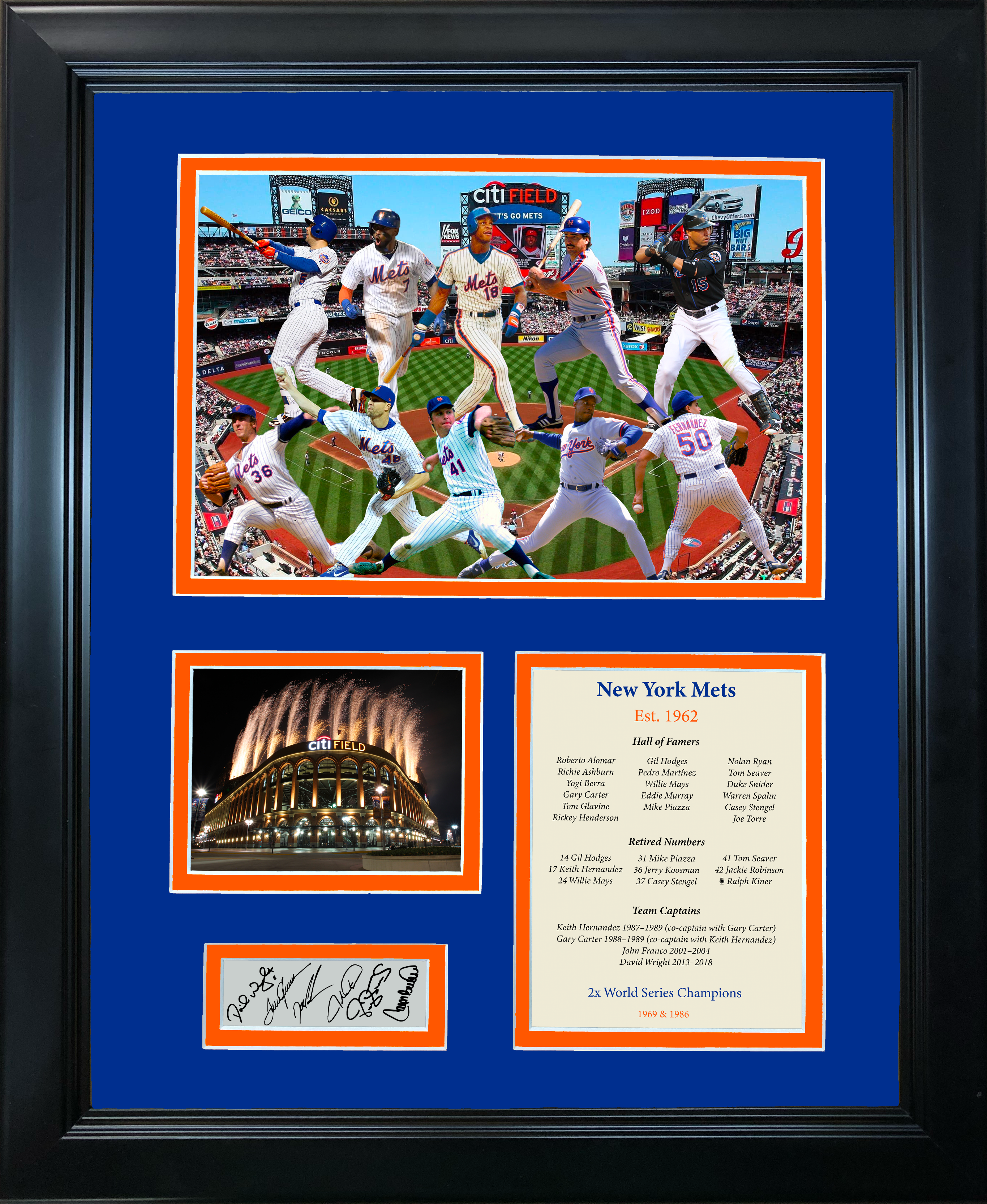 Framed New York Mets All-Time Greats Facsimile Laser Engraved Signature Auto 11"x14" Baseball Photo Sig Collage