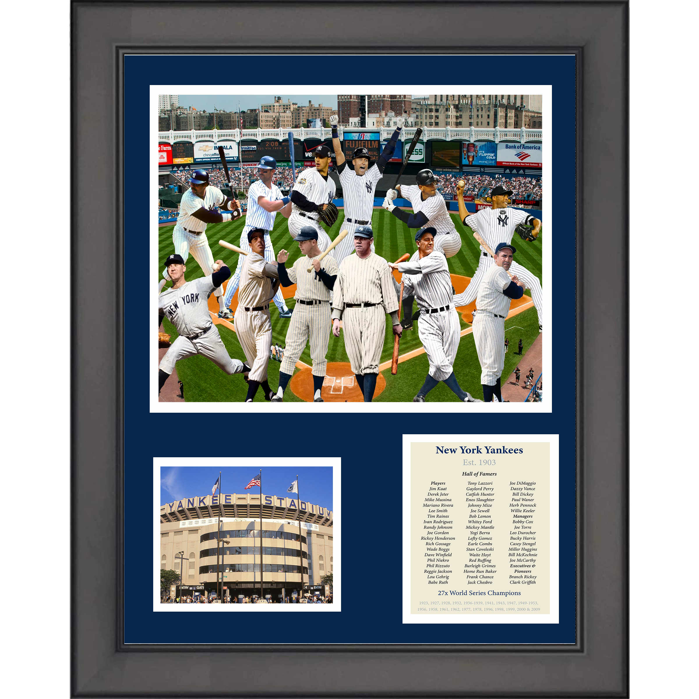 Framed New York Yankees All-Time Greats Legends 11"x14" Baseball Three Photo Collage