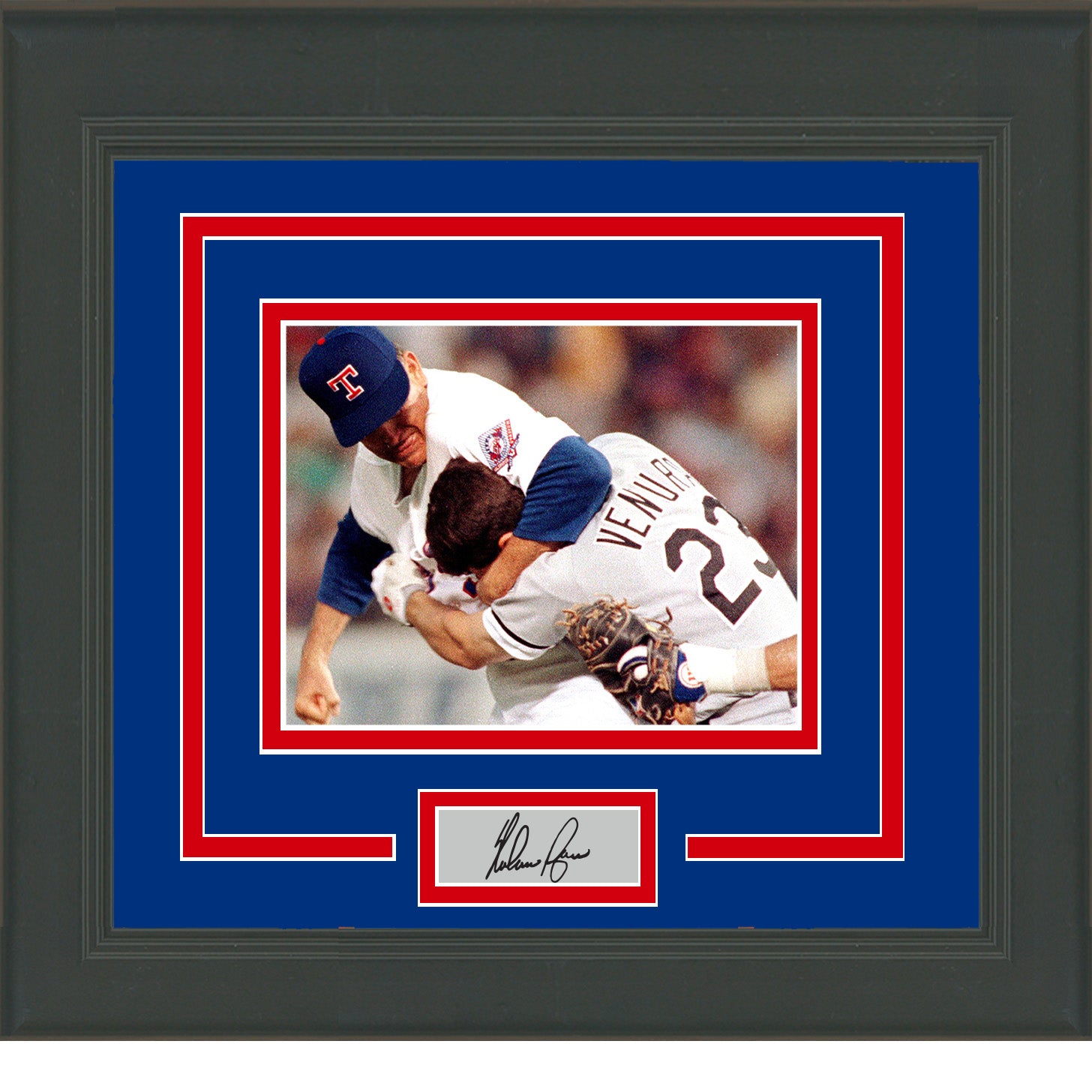 Framed Nolan Ryan Fight Facsimile Laser Engraved Signature Auto Texas Rangers 11x14 Baseball Photo