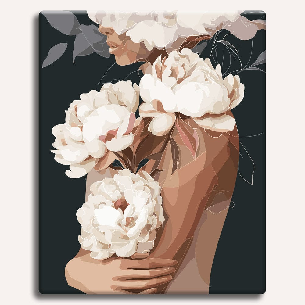 White Peonies in Love - Paint By Numbers Kit
