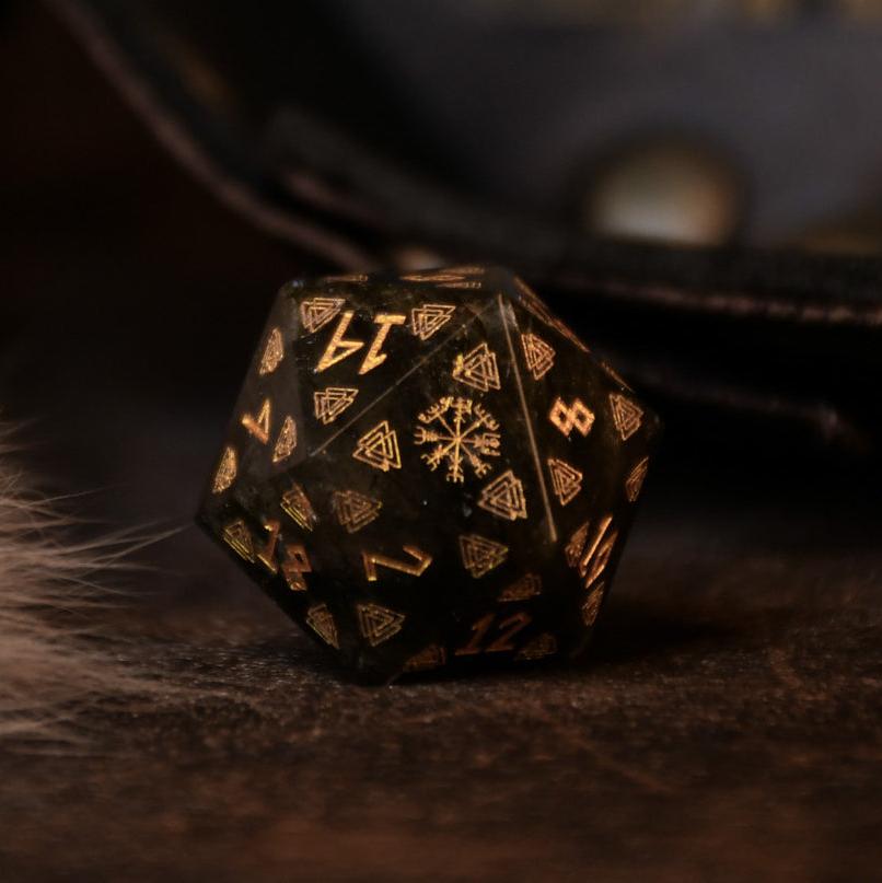 Nordic Black Labradorite Stone Dice Set - Dice Around the World Collection