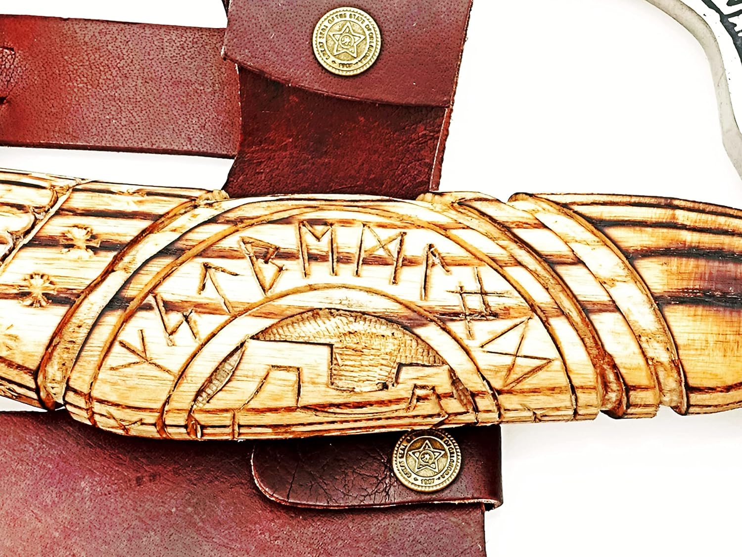 Norse Axe with Custom Handmade Forged 1095 Steel Blade and Hand Engraved Ash Wood Handle – Odin’s Edge