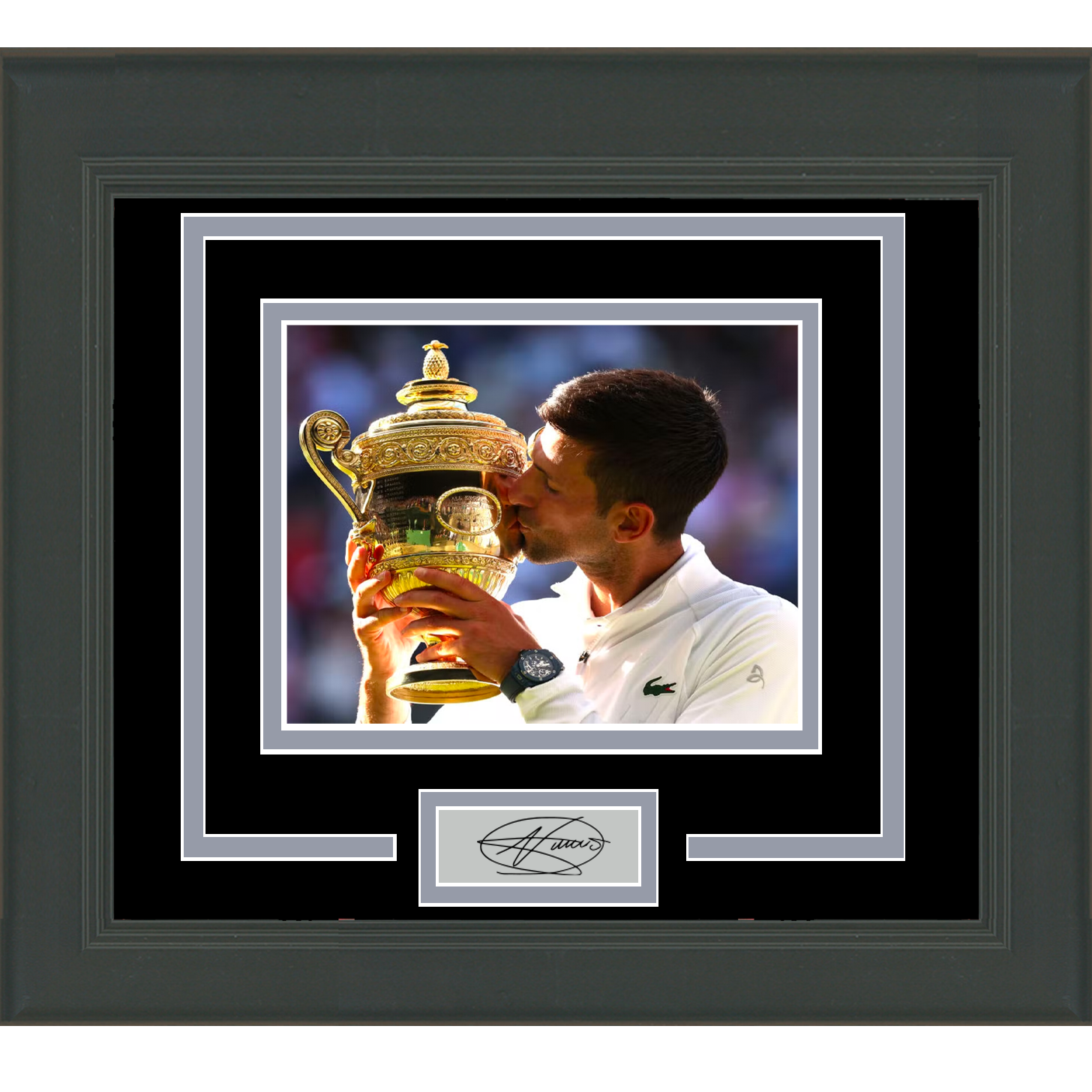 Framed Novak Djokovic Facsimile Laser Engraved Signature Auto Wimbledon 11x14 Tennis Photo
