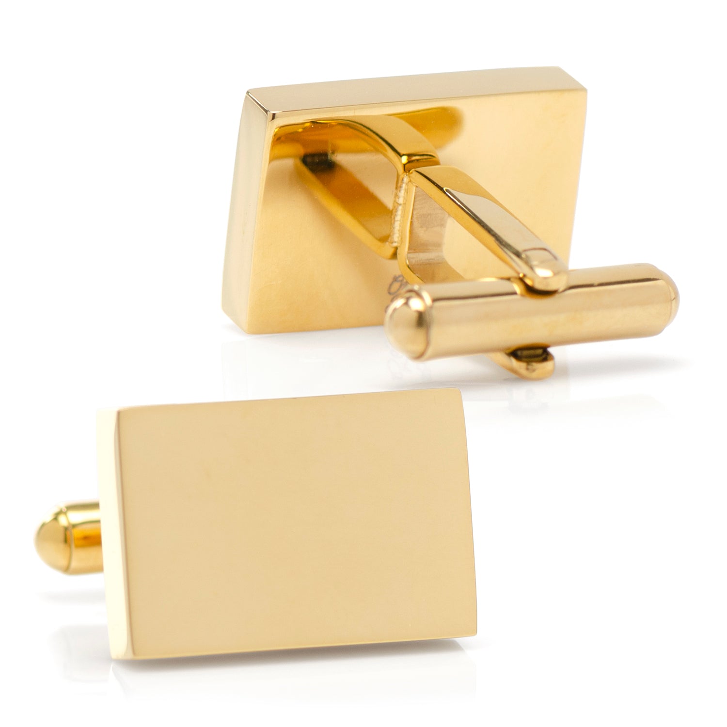 Custom Engraved Gold Plated Block Cufflinks