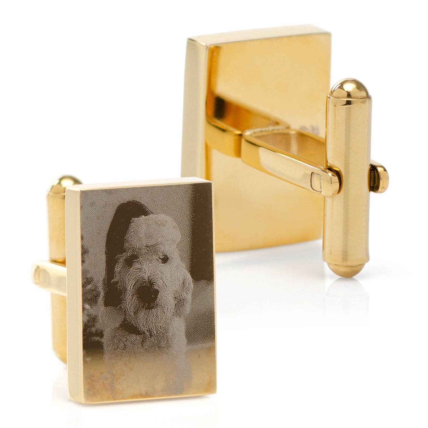 Custom Engraved Gold Plated Block Cufflinks