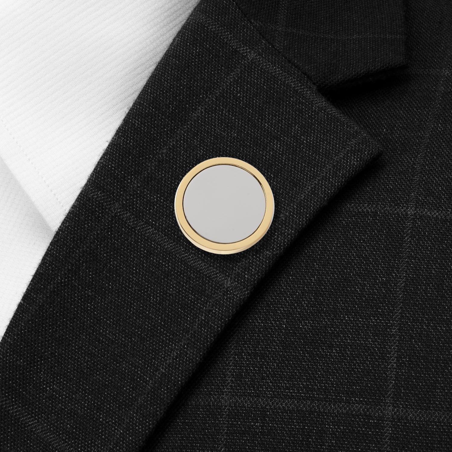 Two Toned Stainless Steel Round Infinity Engravable Lapel Pin