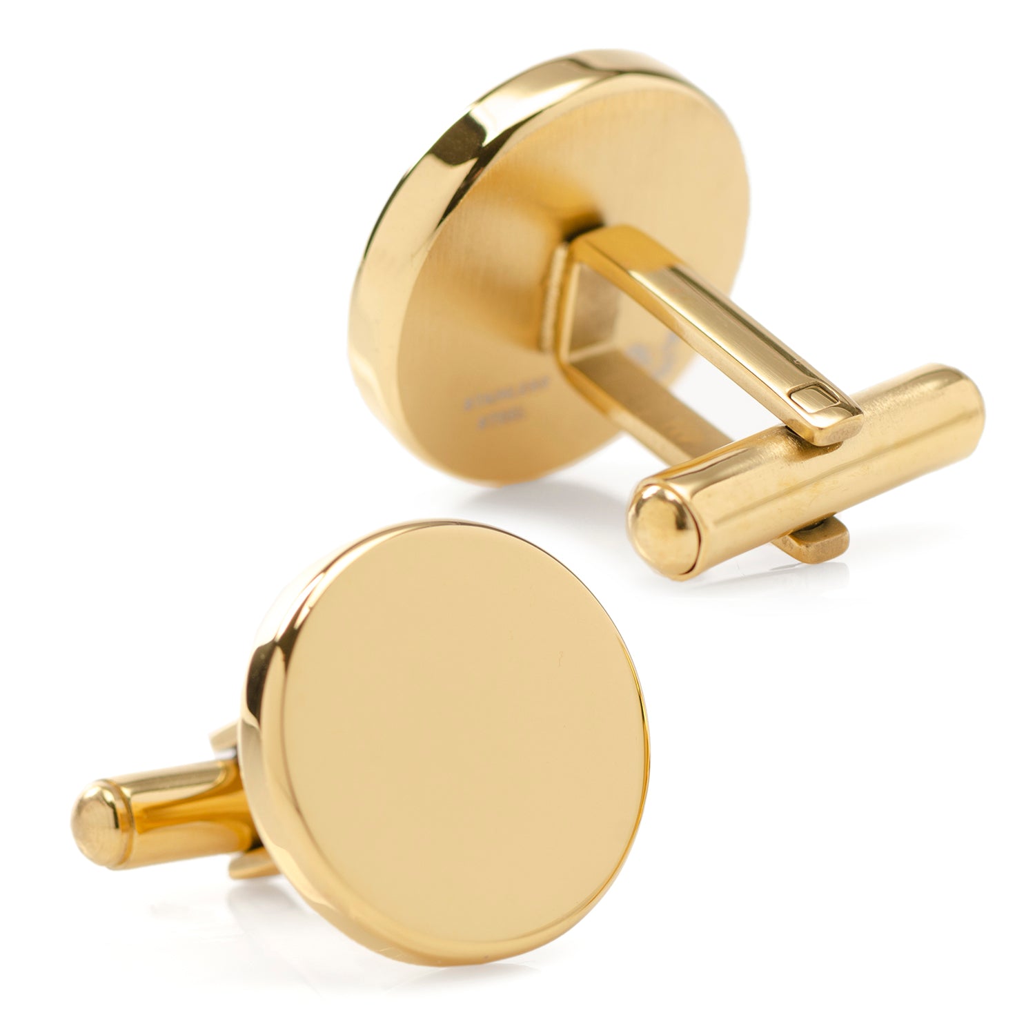 Stainless Steel Round Infinity Gold Engravable Cufflinks