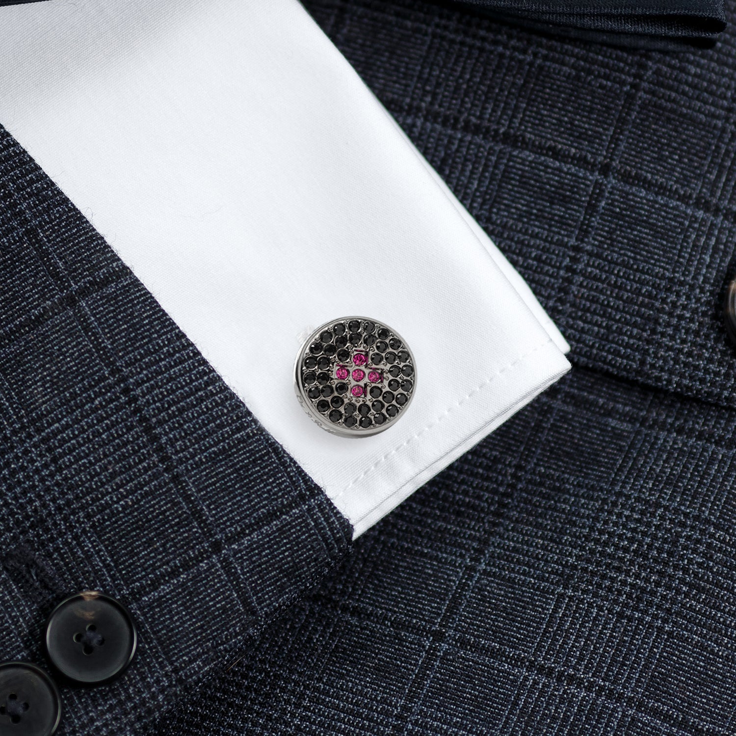 Crystal Button Pave Cufflinks