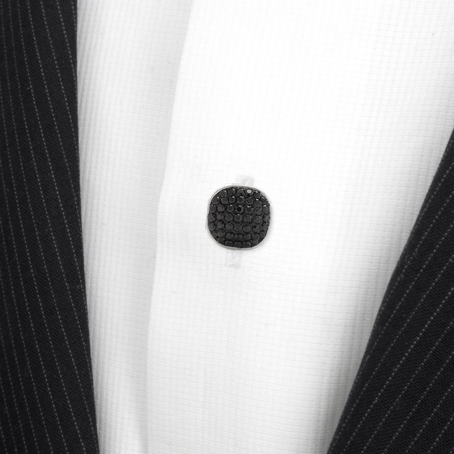 Stainless Steel with Black Pave Crystal 5-Studs