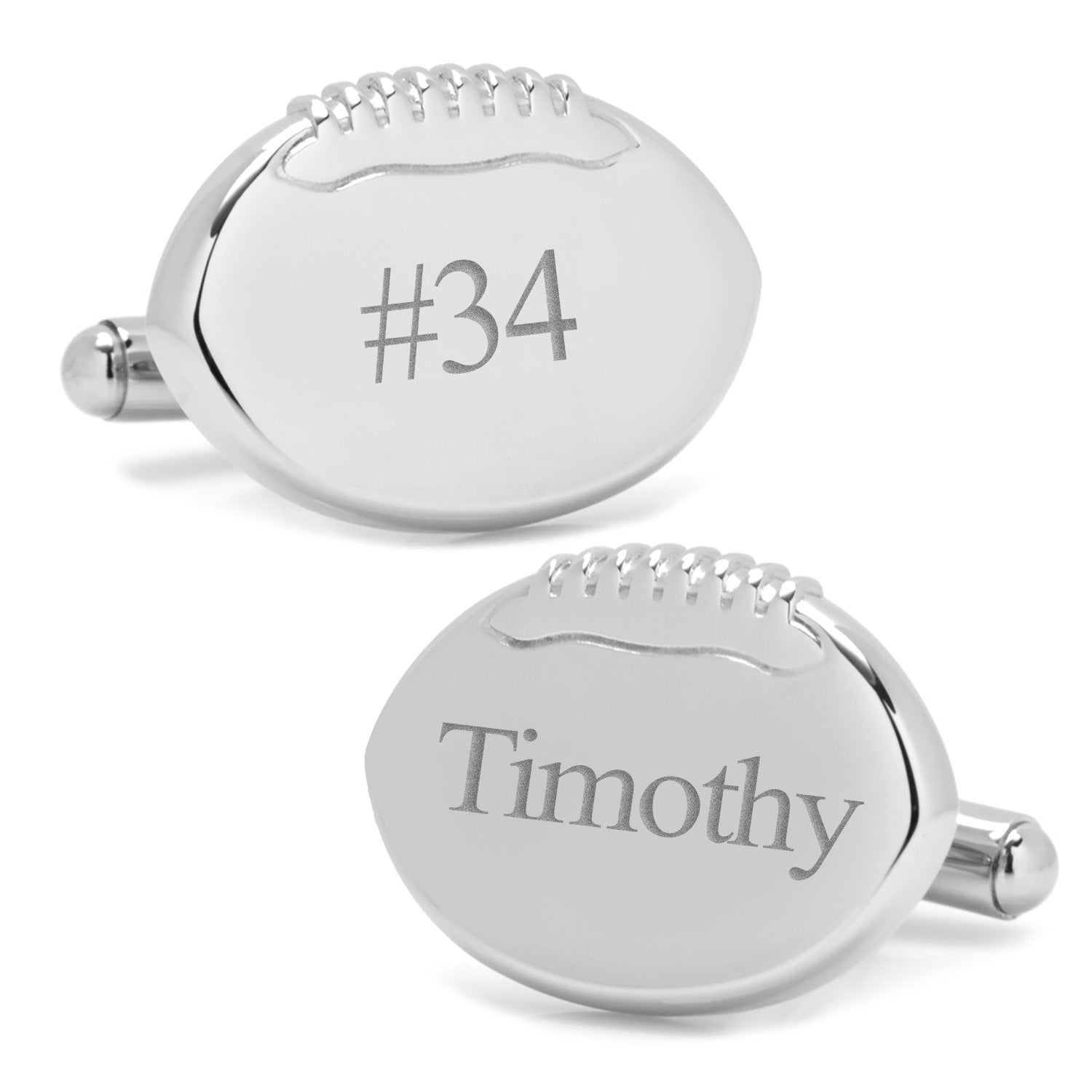 Stainless Steel Engravable Football Cufflinks