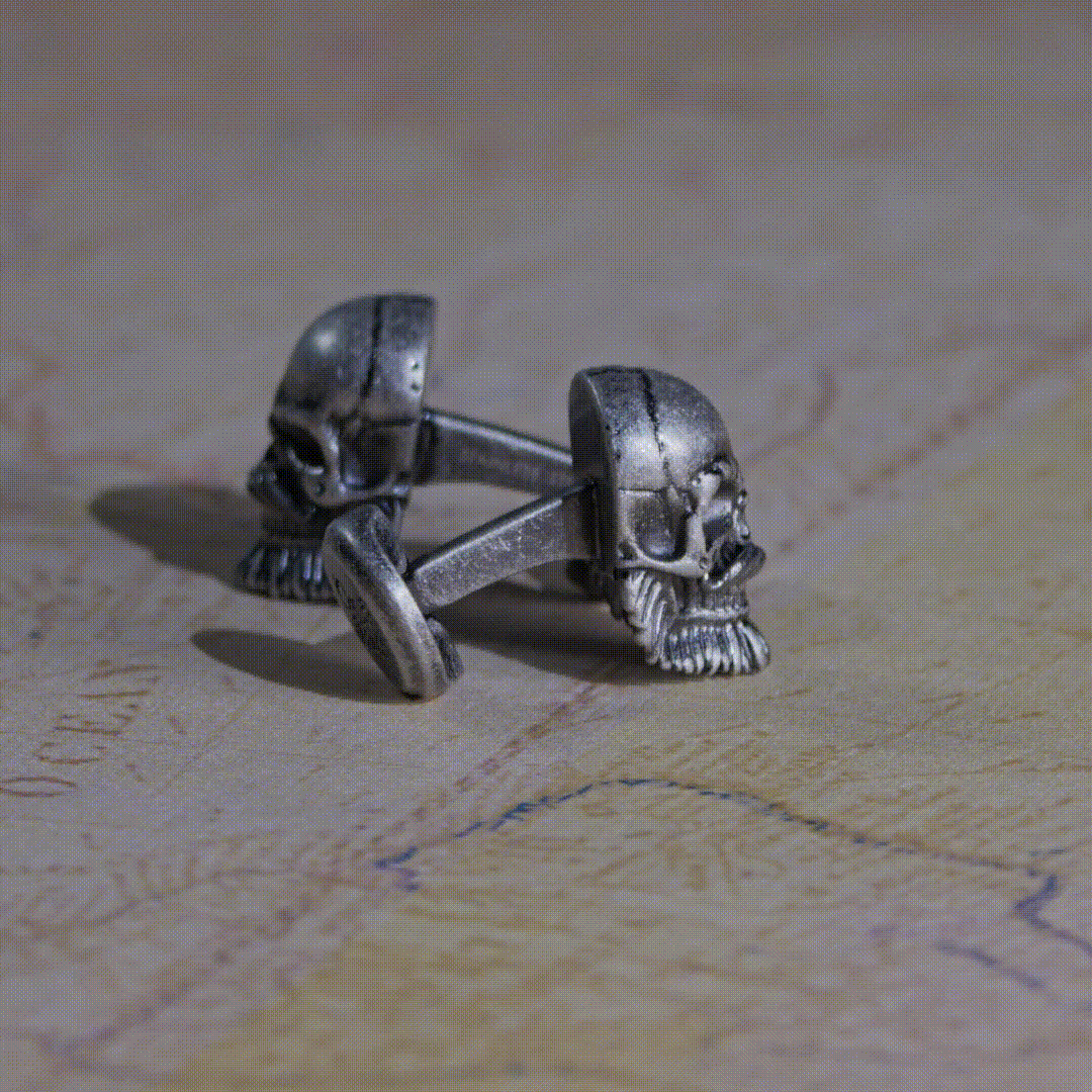 Stainless Steel Mustache Skull Cufflinks
