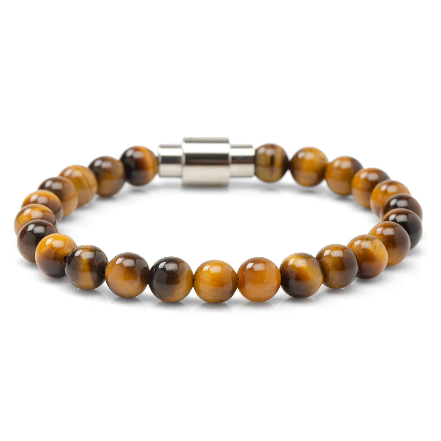 Tigers Eye Beaded Bracelet with Magnetic Closure