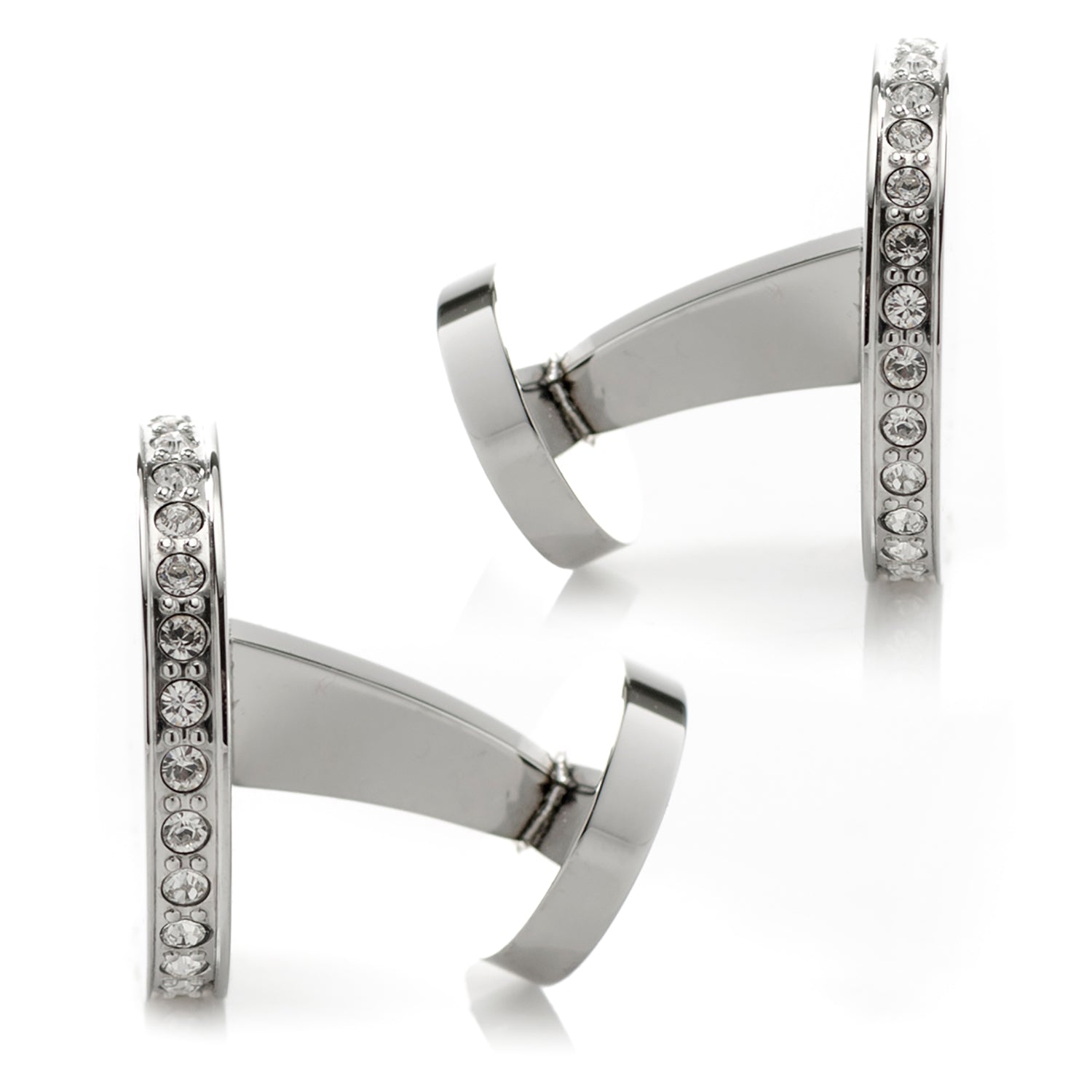 Stainless Steel Engravable Pave Edge Cufflinks
