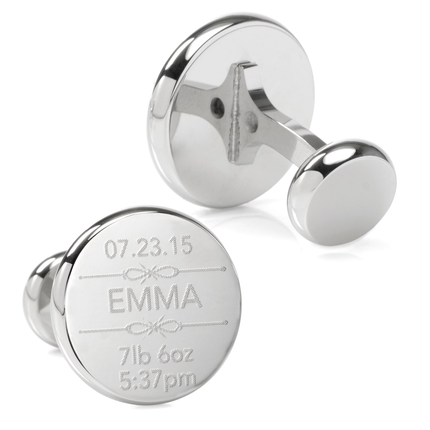 Birth Details Custom Photo Engravable Cufflinks
