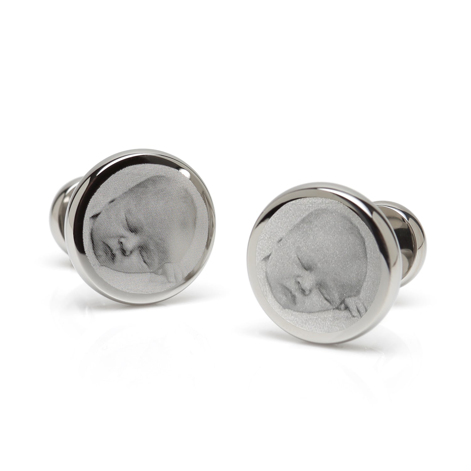 Custom Engraved Round Photo Cufflinks