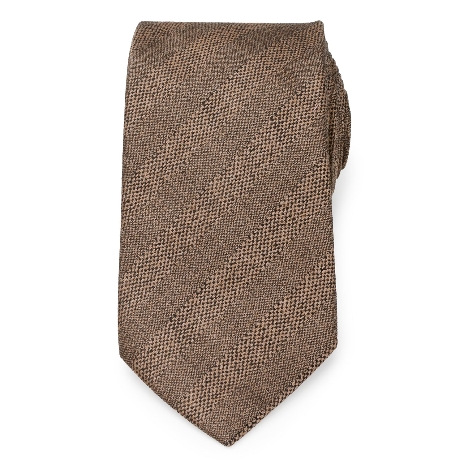 Tan Tweed Striped Linen Men's Tie