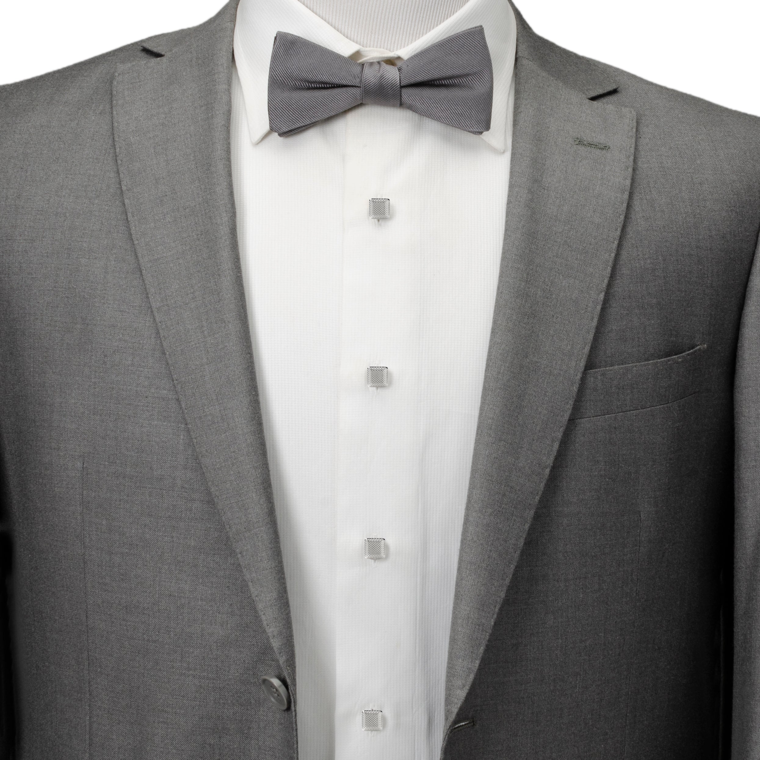 Silver Textured Square Studs