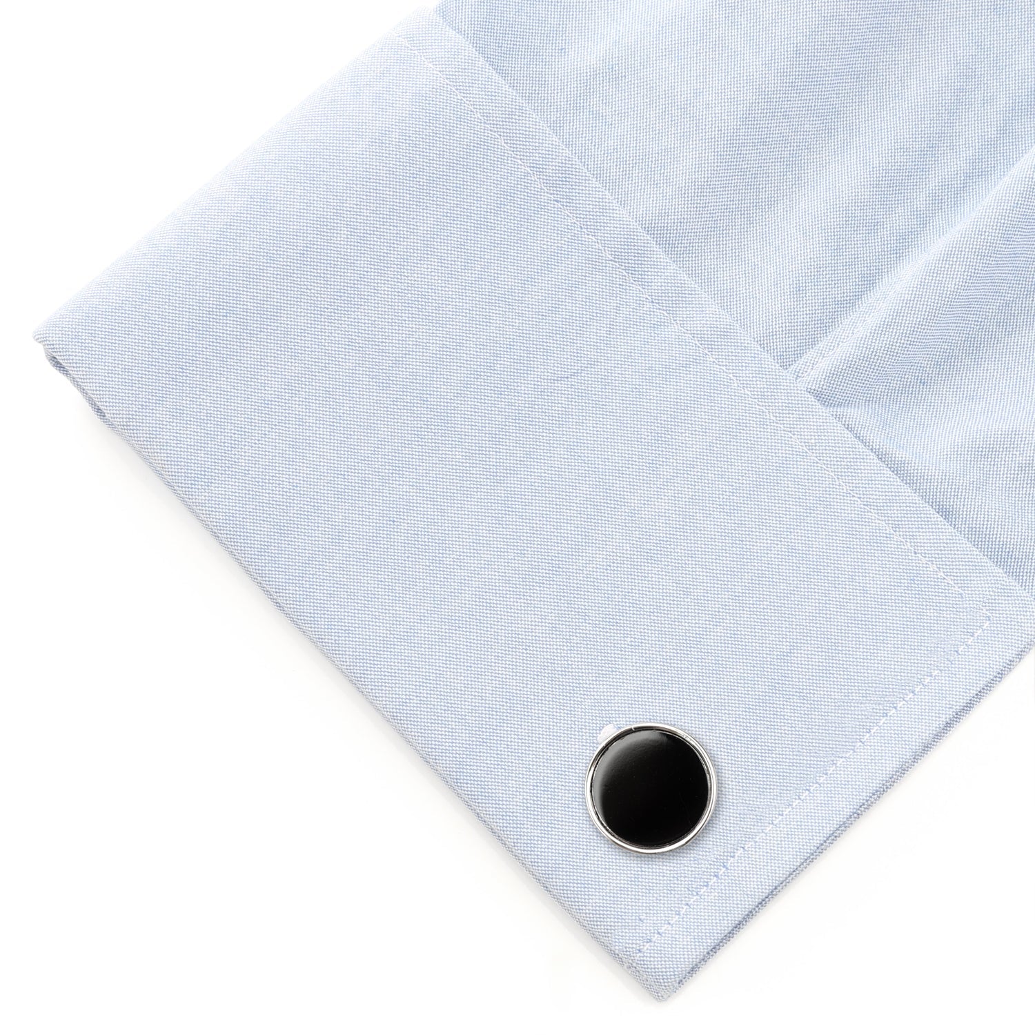 Round Silver Cufflink with Onyx Inlay