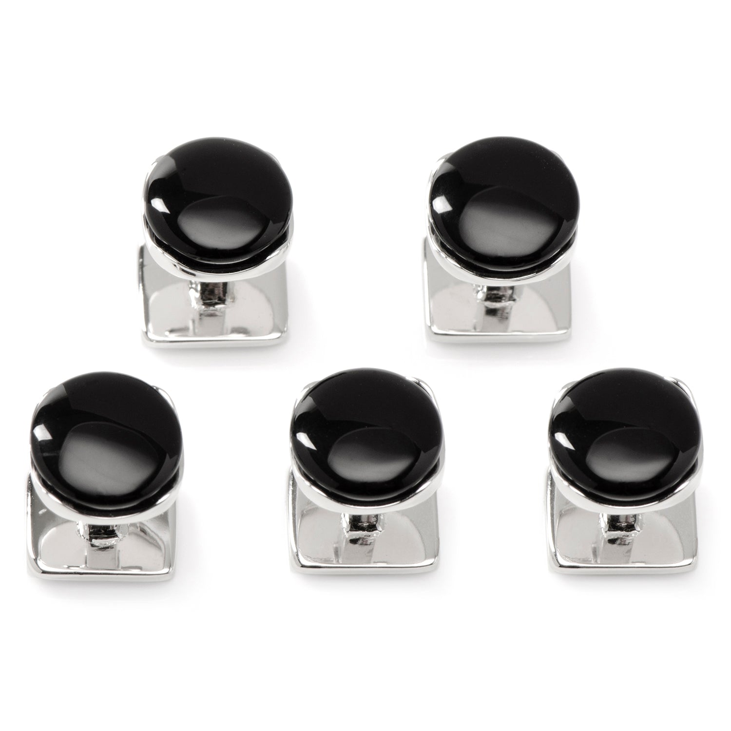 Sterling Silver Classic Formal Onyx 5-Stud Set