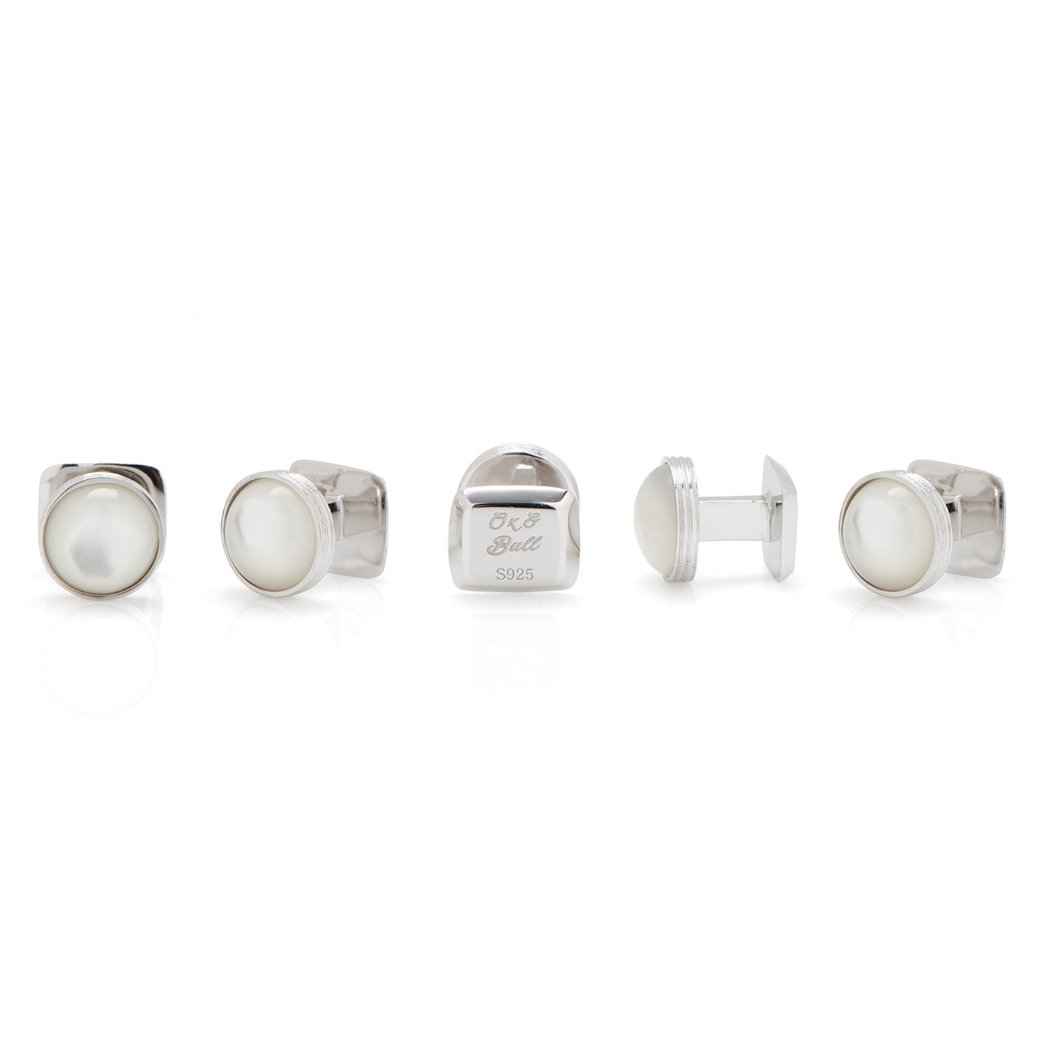 Sterling Silver Ribbed Mother of Pearl 5-Studs