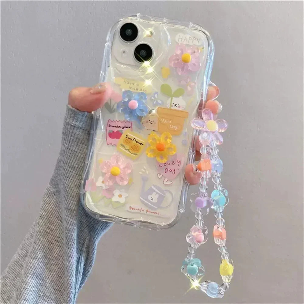 Colorful Spring Cartoon Phone Case for iPhone 12 to 17 series
