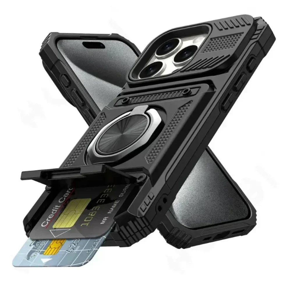 Card Holder Armor Case for iPhone 14 to 17 series
