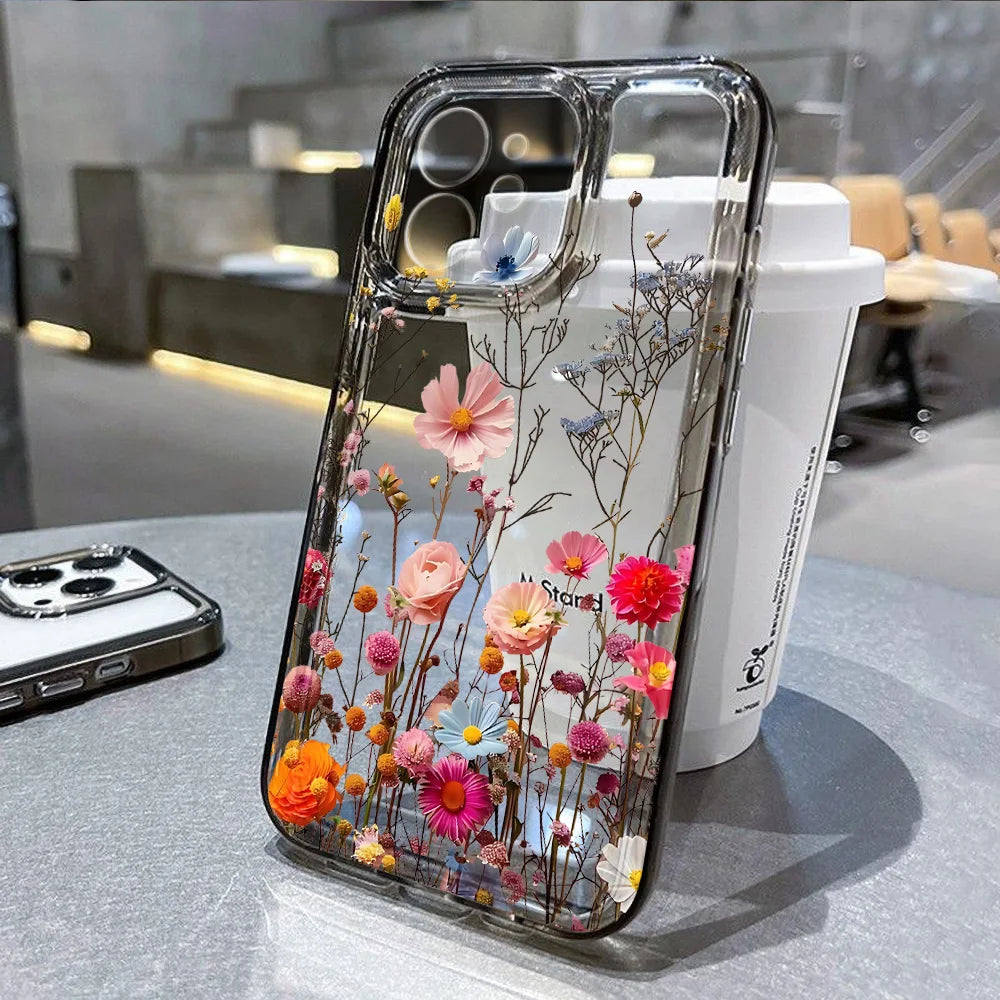 Floral Soft Silicone Phone Case for iPhone 15 to 17 series
