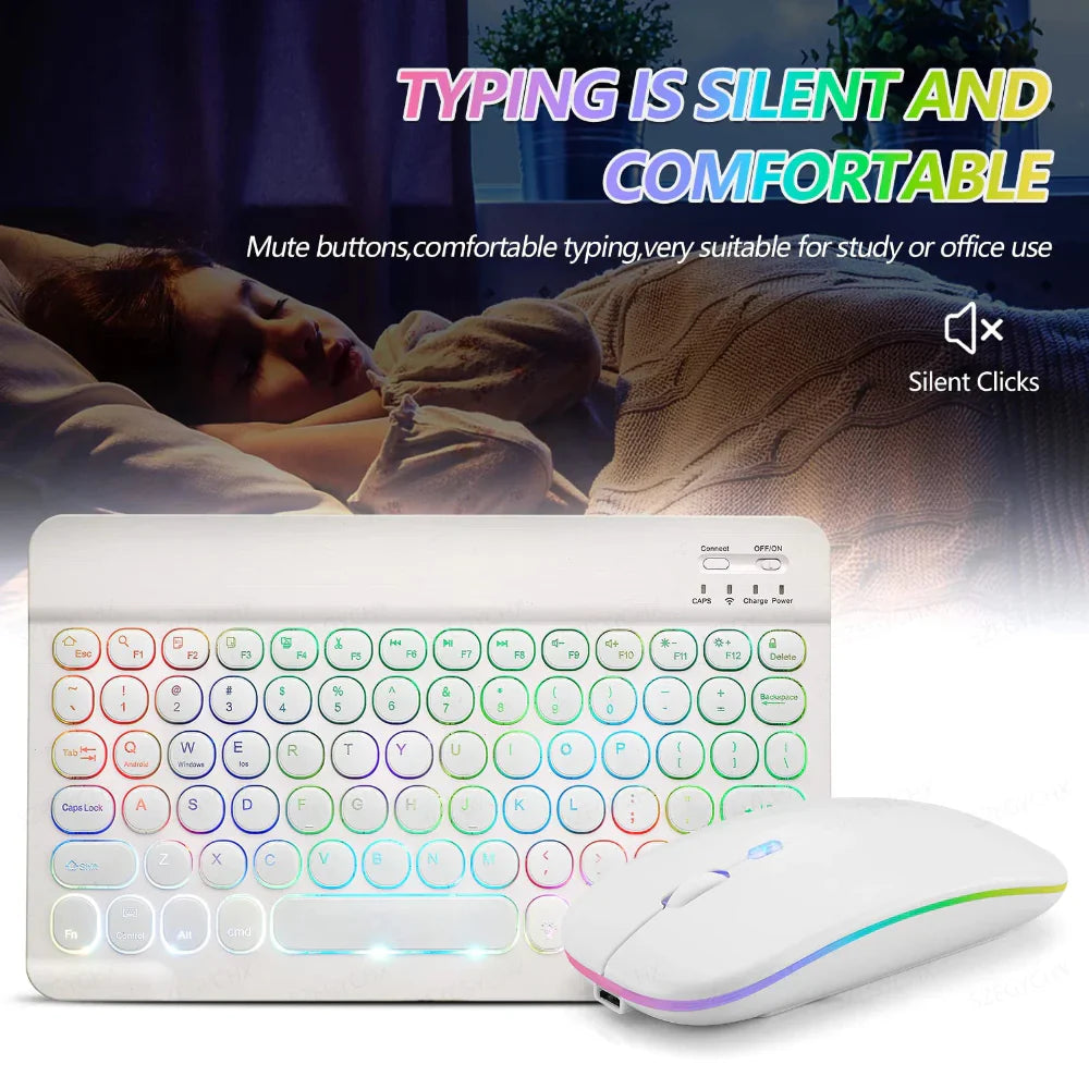 Retro Keys RGB Bluetooth Wireless Keyboard and Mouse Set