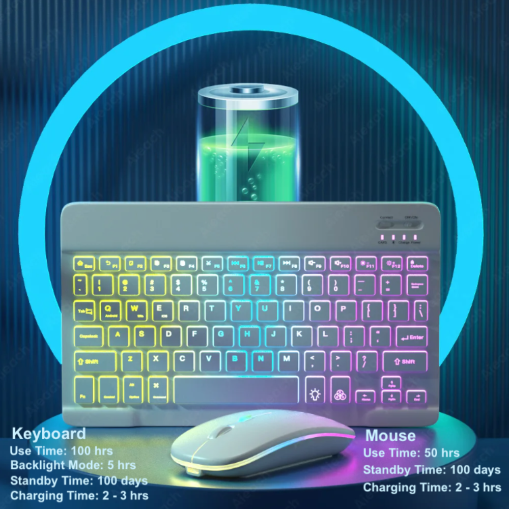 RGB Backlit Bluetooth Wireless Keyboard Mouset Set