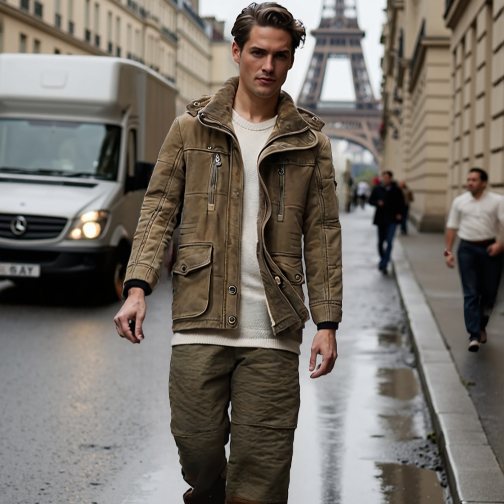 Mens Hooded Winter Parka Coat with Inner Fleece