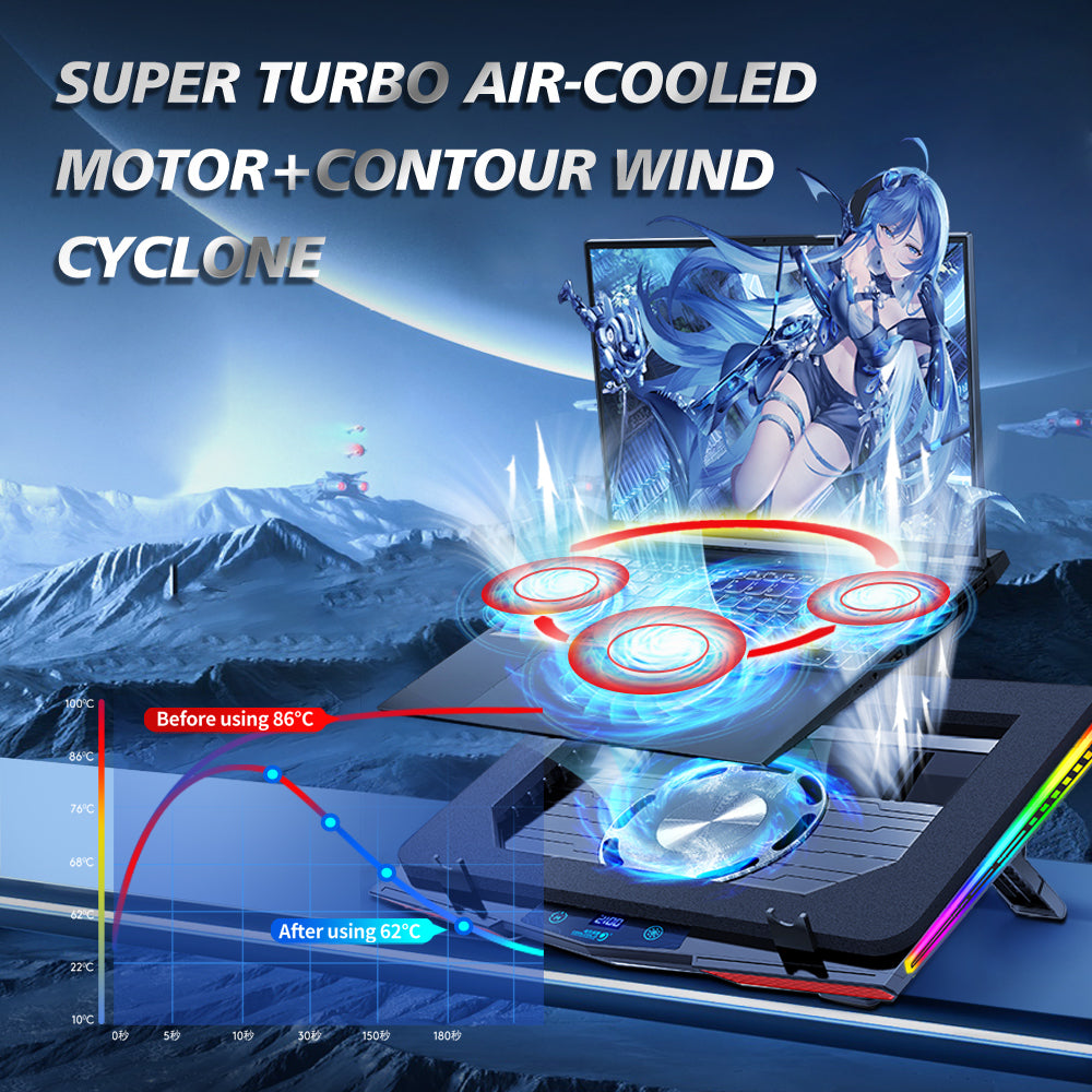Gaming Laptop RBG Cooling Pad With LED Display