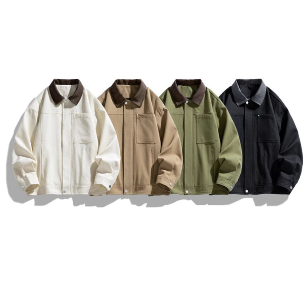 Mens Lapel Collar Bomber Jacket With Pockets