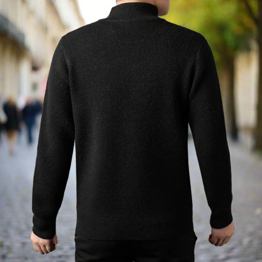 Mens Stand Collar Duble Zip Cardigan