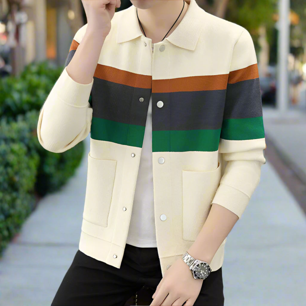 Mens Color Stripped Cardigan