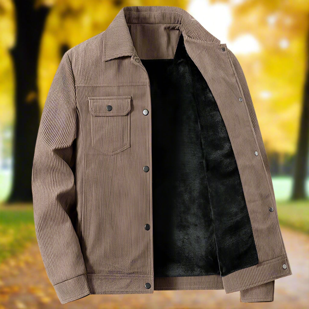 Mens Corduroy Jacket With Short Inner Faux Fur Lining