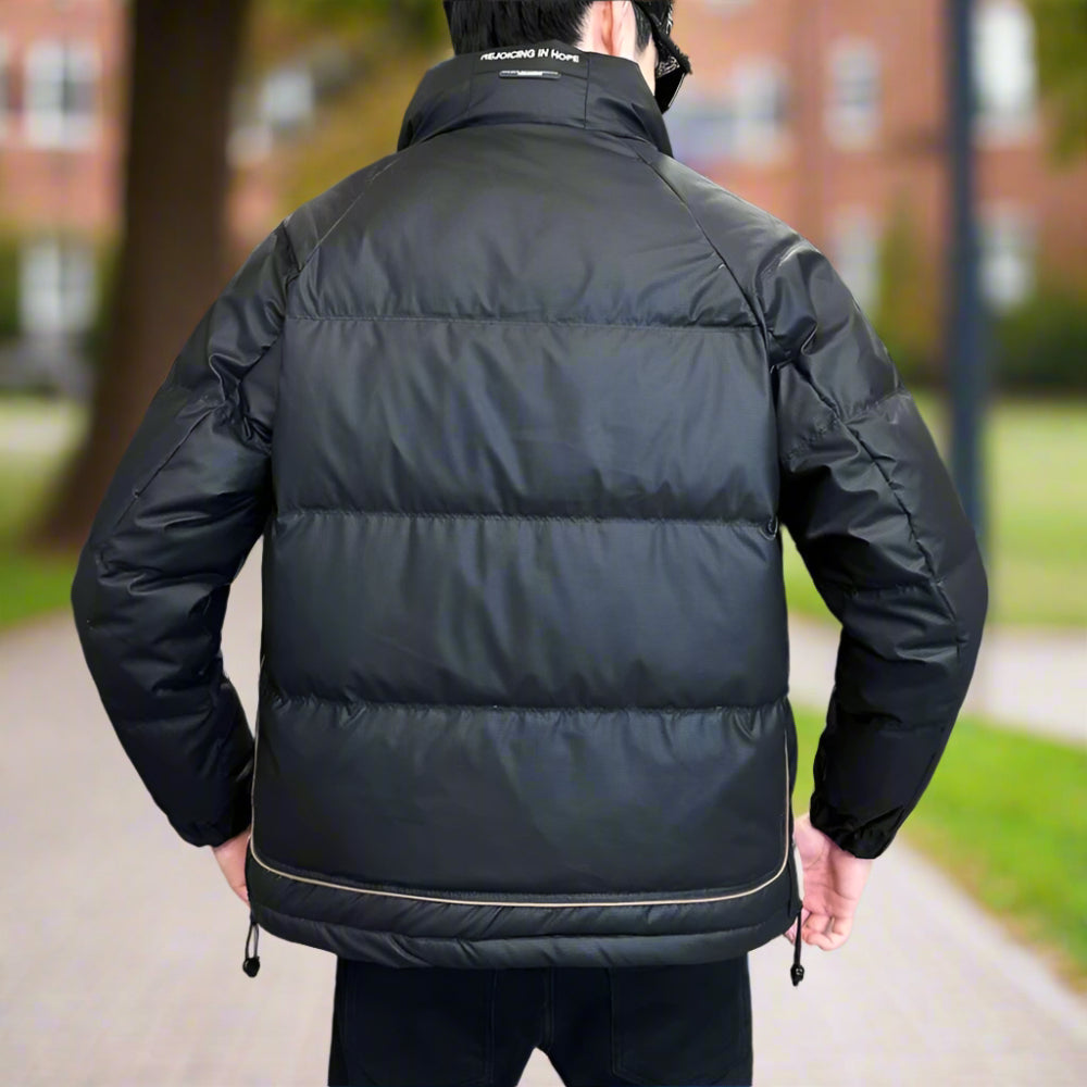 Mens High Collar Zipper Puffy Jacket